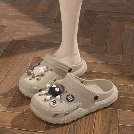 Chunky Charm Clogs – Cute M&M & Doll Decor Platform Clogs