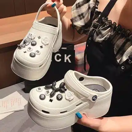 Monochrome Charm Platform Clogs – Stylish & Elevated Footwear in Bangladesh