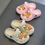 Capybara Cartoon Kids’ Clogs with Fruit Charms — Soft EVA, Slip-On Sandals