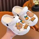 Capybara Cartoon Kids’ Clogs with Fruit Charms — Soft EVA, Slip-On Sandals