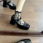 Black Heart Mesh Socks – Korean Aesthetic Transparent Ruffle Socks - Image 3
