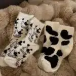 Fluffy Cow Print Cozy Socks – Soft Warm Winter Lounge Socks for Women - Image 6