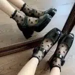 Black Heart Mesh Socks – Korean Aesthetic Transparent Ruffle Socks - Image 2