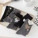 Minimal Heart & Bow Crew Socks for Women | Aesthetic Cotton Socks (5 Pairs Set) - Image 5