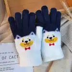 Cute Cartoon Dog Winter Knit Gloves – Soft & Warm