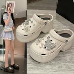 Butterfly Charm Platform Clogs – Pearl & Rhinestone Decorative Clogs - Image 2